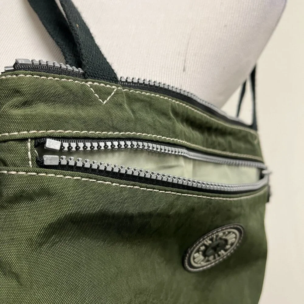 Kipling Army green zip bag tote zipper